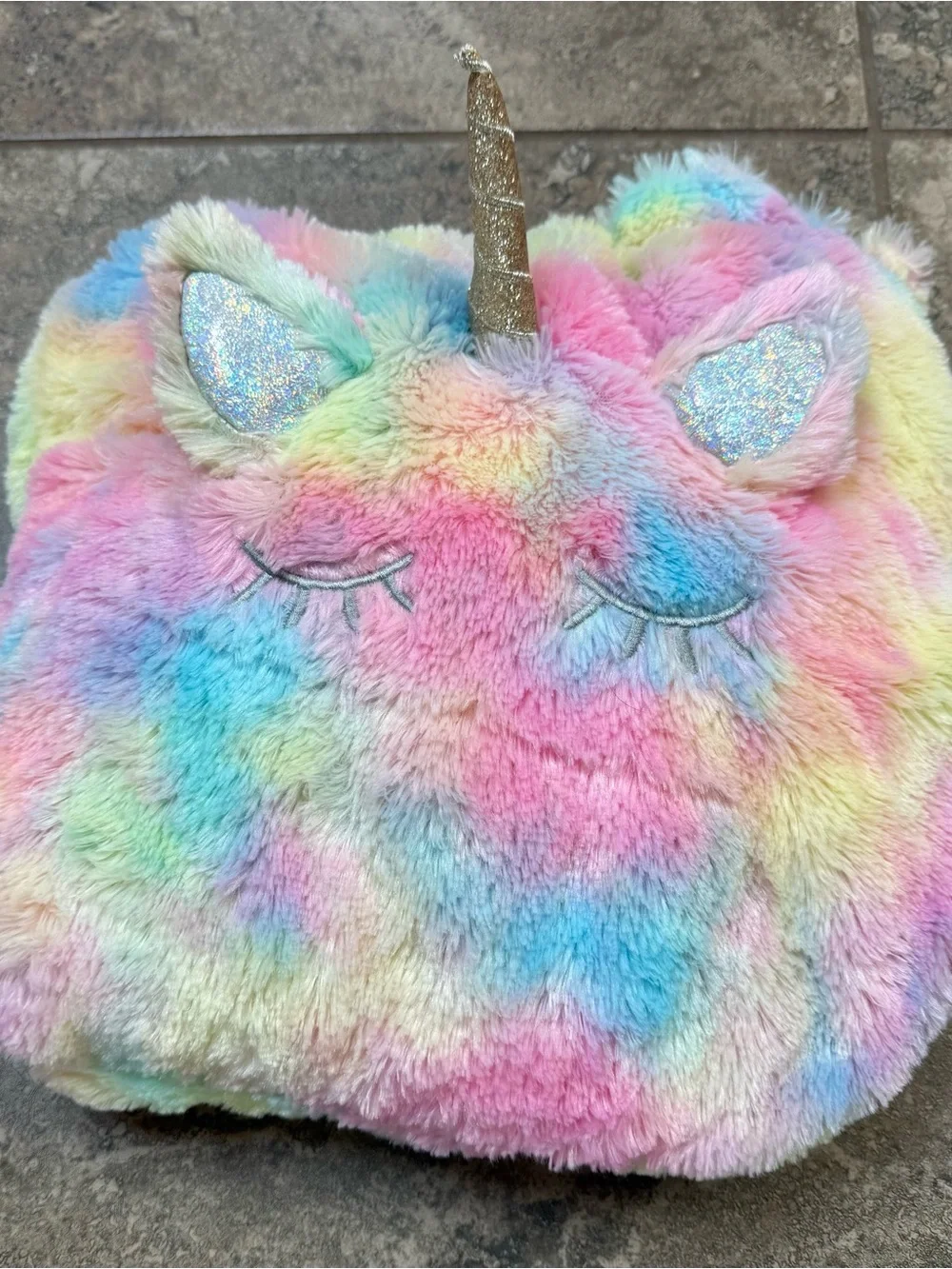 Justice Multicolor Pastel Unicorn Plush Blanket in a Bag